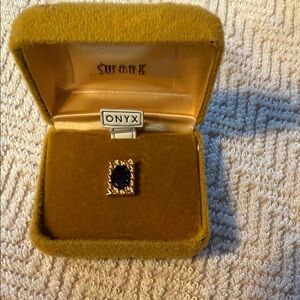 Vintage Onyx Gold Tie Clip